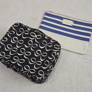 Kate Spade Makeup Bag Nylon Jae Elegant Bow Travel Cosmetics & Small Clutch